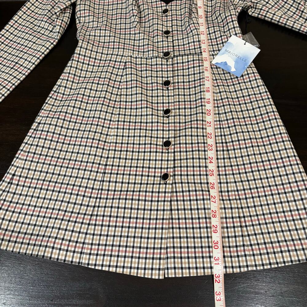 MAJORELLE Dixie Mini Dress Plaid Button Front Sweetheart Sz M- Preppy Glam NWT - Picture 6 of 8